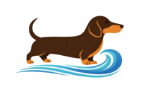 River Dachs — dachshund and waves logo